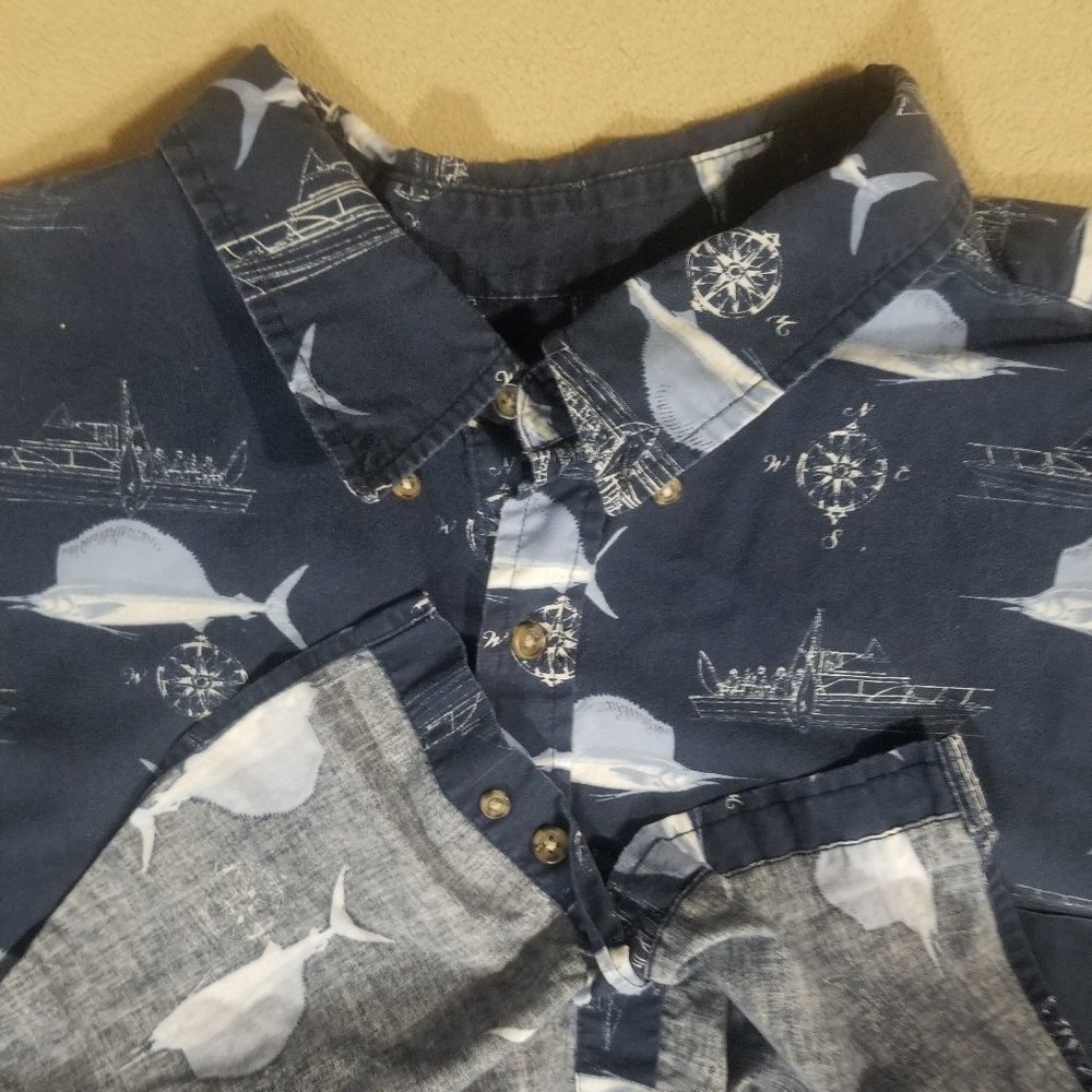 Puritan's dark blue/light blue sailfish 3XL men's shirt - Picture 3 of 4